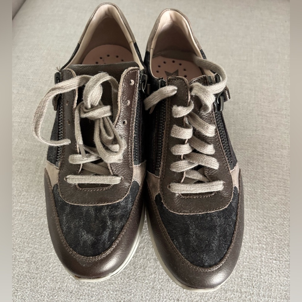 Mephisto brown leather sneakers.